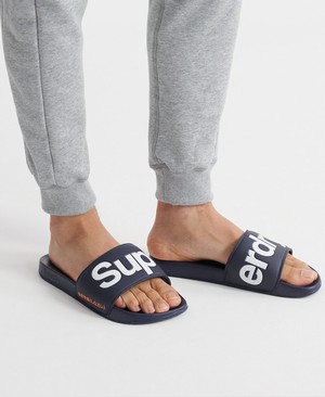 Superdry Classic Pool Férfi Papucs Sötétkék | HAGPI5813